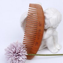 핸드메이드 백단 복숭아나무 정전기방지 머리 빗 4종 단품, 굵은반달