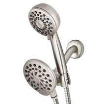 워터픽 Waterpik 원터치 듀얼 2-in-1 샤워 시스템 레인 샤워 헤드 및 7가지 모드 핸드 헬드 샤워 헤드 매트 블랙 XPB-135E-765ME, 니켈