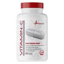 Metabolic Nutrition 비타민 C 1500mg 순수 제약 등급 고흡수성 아스코르빈산 캡슐 (180 캡슐), 180 caps