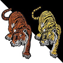 패션 타이거 자수 티셔츠 패치 바이크 오토바이 바이커 전체 크기, [01] 1 set 2Pieces