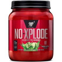 BSN N.O.XPLODE Creatine BetaAlanine 및 Energy가 포함된 사전 운동 보충제 풍미 과일 펀치 60 가지 서빙, 초록색 사과, 60개의 상품 (1팩), 1개