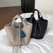 [베이지베이지] 데일리 피코탄백 (연에토프 블랙) / 에르 미디움 토고가죽 피코백 소가죽 리얼가죽 토트백