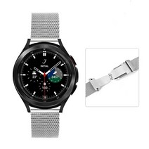 가전제품 액세서리 삼성 갤럭시 시계 4 Milanese 스트랩 클래식 42mm 46mm 메탈 버터 플라이 버클 팔찌 스, Silver_Samsung watch 42mm