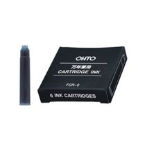 OHTO FCR-6 만년필 잉크 카트리지 볼펜 리필 교수 회사원 작업실 오피스 문방구 업무용 사무용 사인 서명 필기 글씨 문구 필기감 배럴 선물 1갑 6개입 국제 표준형