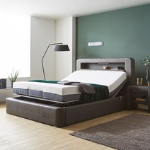 [에이스투매트리스킹사이즈] 파로마 브릭스 LED 모션베드 침대 + 200T 매트리스, 초코브라운