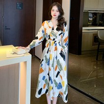 코디코치 여성 파스텔 브이넥 롱비치 원피스