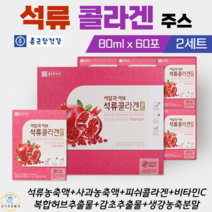 종근당건강 아담과이브 석류콜라겐 골드 이란산 석류농축액 사과농축액 비타민C 피쉬콜라겐 감초추출물 분말 60포 선물세트 패키지 선물용 가방, 2세트