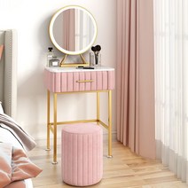 벨벳 화장대 모던 거울 수납 미니 공주 침실 안방, 차림새, 60cm 녹색 화장대 + 거울 + 둥근 벤치