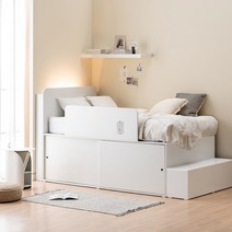 [9월한가위세일][빠른배송] 포더홈 스페이서 슬라이딩 벙커침대 수납침대 LED침대 SS (440/640), 라이트그레이, 프레임 (매트없음)