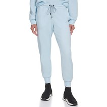DKNY 주머니가 있는 여성용 스포츠 플리스 조거 스웨트팬츠 블랙.