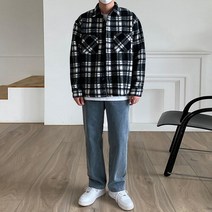 가을 울 오버핏 체크 남방 자켓