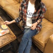 자체제작 여성 가오리 오버핏 데일리 체크 남방