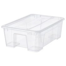 이케아SAMLA 삼라 수납함+뚜껑 투명 39x28x14 cm/11, One Color, One Size