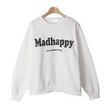 데일로엔 여성용 MAD HAPPY 레터링 기모 맨투맨