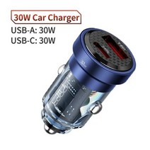 Toocki-5A 듀얼 USB 차량용 고속 충전기 4.0 QC3.0 PD 45W 아이폰 샤오미 삼성 화웨이용 자동차 충전, 06 Blue PD 30W