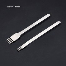 저스트업 가죽공예 공구 3/4/5/6mm 간격 펀치 도구 가죽 구멍 레이싱 스티치 바느질 DIY 공예 1/2/4/6 프롱, [04] Style 4(6mm)