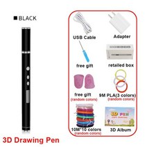 세계에서 가장 슬림 DIY 3D 프린팅 펜 RP900A 창의적인 장난감 선물 어린이를 위한 크리스마스 선물, 플라스틱 필라멘트, 영국 어댑터, 100M PLA 와이어 2 추가1
