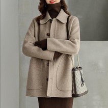주모 하버 코트 여 하프카라 싱글 코트 fengyi