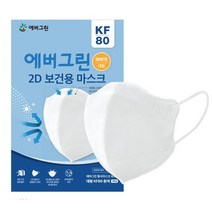 evergreen 새부리형 2D 황사마스크 대형 KF80, 1개입, 50개입, 흰색