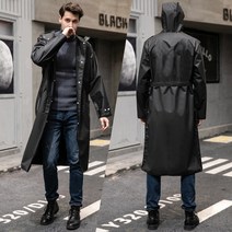2021 패션 성인 긴 비옷 여성 남성 비옷 방수 후드 블랙 야외 하이킹 여행 낚시 사이클링 비옷, 블랙-솔리드 컬러, XXXL