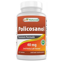Best Naturals 베스트 내추럴스 폴리코사놀 40mg 120정, 이미지참조, 1세트