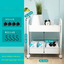 트롤리 핸드카 끌차 수레 구루마 카트랙, 1개, 14.1층 - 메탈메쉬 바스켓 2단 심플 화이트