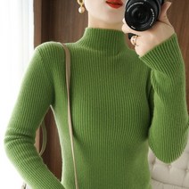폴라넥 이너셔츠 반 여성 슬림 이니트 양털 울셔츠 미드 도급 맡다 코트 상의 4981925760
