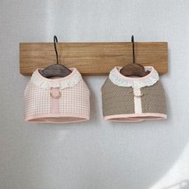 강아지 하네스 두바림 반려동물목줄, S, 핑크모던체크색