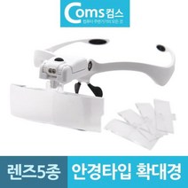 안경 타입 캡형 LED 헤드 라이트 확대경 돋보기 확대 경 렌즈 랜즈 5종 남땜 수 공예 정밀 세밀 작업, 사계절몰상품선택봄여름가을겨울