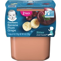 거버 과일퓨레 113g, 2개입, 바나나 자두 포도(Banana Plum Grape)