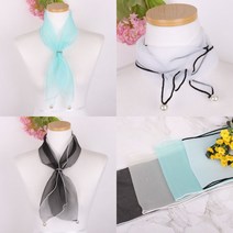 은창]특가세일/랜덤배송/한정수량 큰진주 미니 노방 스카프 머플러 목도리 마후라 가을 겨울 실크 레이스