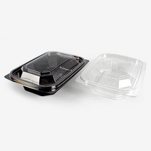 반찬용기 샐러드용기 GD-602(검정/투명) 200개, 투명 200개, 1세트