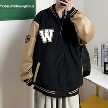 PU 빈티지 가죽 야구점퍼