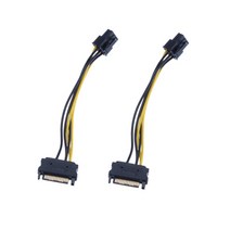 2x15 핀 SATA 전원 공급 장치 6 핀 PCI E 그래픽 카드 어댑터, 150x30x12mm, 블랙 & 옐로우, 플라스틱