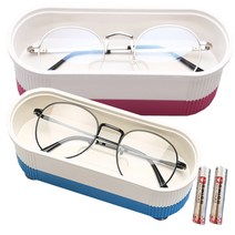 무선 초음파 세척기 안경세척기 렌즈세척기 (안경닦이   건전지2개 증정), 블루(안경닦이 건전지2개), 1개