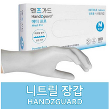 HandZguard Medic White Nitrile Glove 핸즈가드 메딕화이트 니트릴 장갑, 소(S)