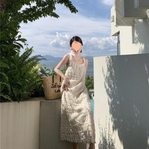 펀칭 레이스 원피스 비치룩 리조트룩 휴가지원피스