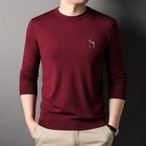 가을과 겨울 따뜻한 울 크루 넥 모직 스웨터 남성용 캐주얼 단색 바지 스웨터 슬림 핏 스웨터 남성복
