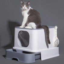 빈샵 고양이화장실 고양이배변용품 고양이배변판 고양이배변 고양이모래삽 고양이화장실용품 반려묘화장실 반려묘배변용품, 116번슬라이드고양이화장실스카이블루