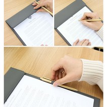 호텔체크인작성 오픈형 레자 클립보드 회사업무 보드판 발표수업 메모보드 메뉴보드 회사미팅 받침대, 브라운