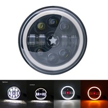 7 &quot 인치 오토바이 LED 헤드 라이트 하이/로우 빔 어셈블리 모터 헬기 용 램프 프로젝터 지프 랭글러 오프로드, 05 Black 1PC headlight