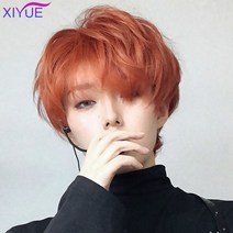 남자가발가격 남성가발 남자 헤어 중년 XIYUE-흑인 남성 가발 숏 스트레이트 앞머리 12 "합성 및 코, 한개옵션1, 35 #4