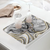 식기건조매트 대리석 잉크 골든 라인 패션 인쇄 된 접시 건조 매트 주방 싱크 흡수 테이블 홈 요리 차 세트, 08 LXM06778_01 40cm x 45cm