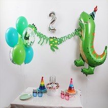 굿벌룬 홈파티세트 공룡생일파티 가랜드 숫자풍선 풍선다발스탠드 다이노 공룡풍선, 1번, 핑크(소)