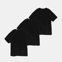 라이풀 남녀공용 3PACK 레귤러 세미오버 핏 반소매 티셔츠 블랙 LFCASE0205