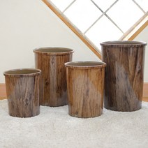 원목오픈휴지통 플라스틱 학교 야외 원형휴지통, 4호