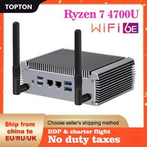 미니PC 데스크탑 고사양 topton 팬리스 amd ryzen 7 4700u r5 4500u 베어 본 게임용 컴퓨터 4k 듀얼 hd windows 1110 ht wifi6, 라이젠 3 4300u 와이파이6, 에게, 32GB DDR4 1TB NVMe
