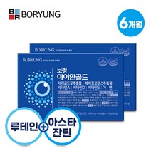 보령 아이안골드 눈건강 2중케어 루테인 아스타잔틴 눈노화 눈피로 개선에 도움 3+3개월 [총6개월분], 6개월분, 6개