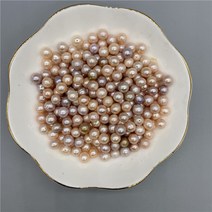 천연 담수 진주 진주알 진주 비즈 재료 목걸이 팔찌 의류 가방 장식 DIY 만들기, 8-9mm/56알, 혼채 50g 구멍없음