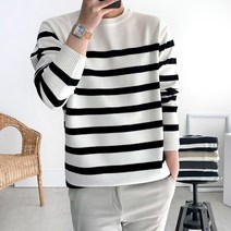 룩플레인 봄 코튼 혼방 스트라이프 라운드 니트 5color